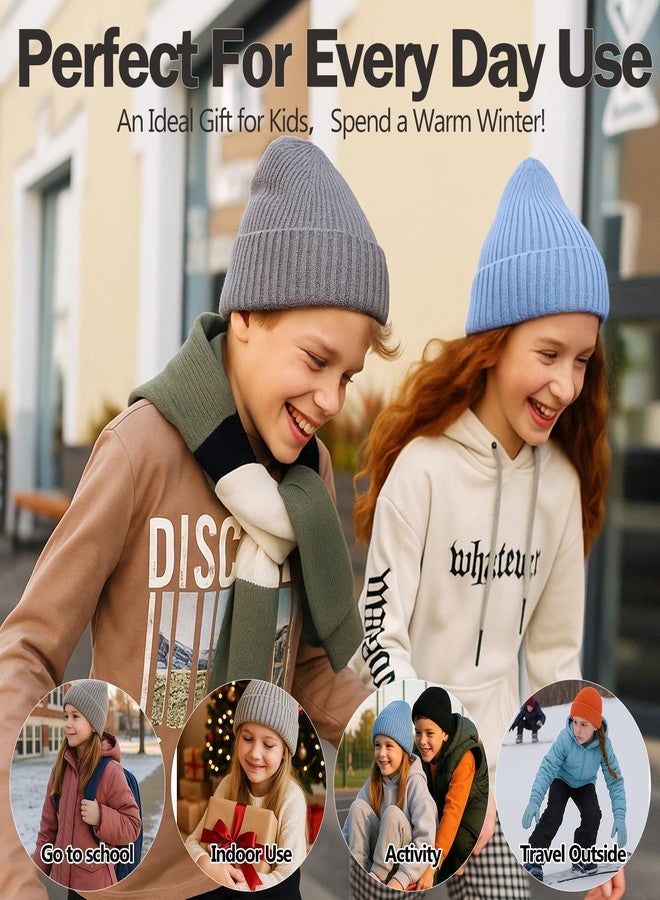 MEJORMEN Kids Merino Wool Beanie Hat Warm Ribbed Knit Winter Cuffed Skull Cap Ski Caps for Boys Girls Ages 7-14 - Image 5