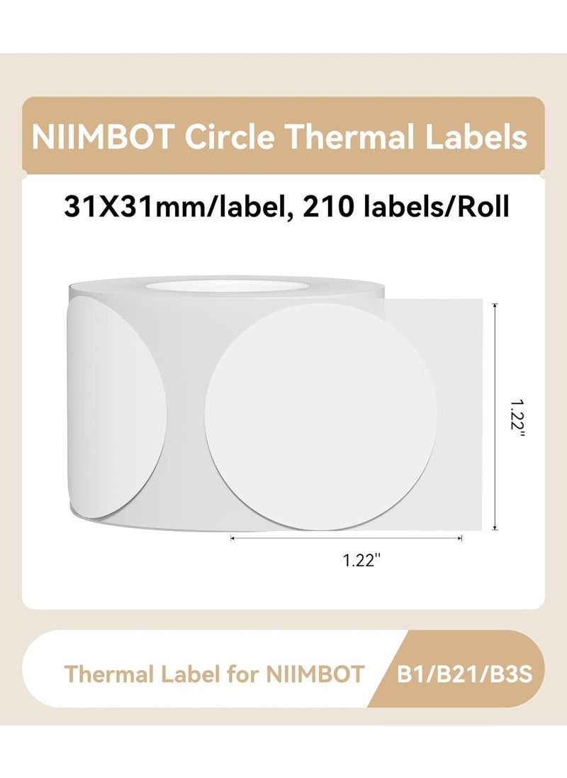 NIIMBOT B21/B1/B3S Waterproof Round Thermal Label Paper for Barcode Printing 31*31mm, White  - Image 2