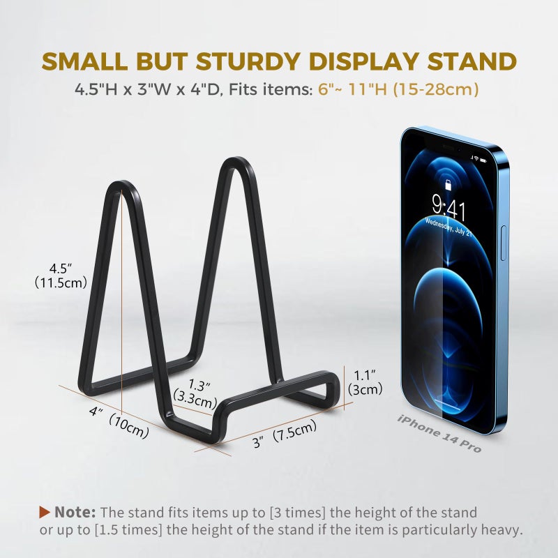 DIDUDIDU Plate Holder Easel Display Stand - 4.5 inch Metal Plate Stands for Display - Tabletop Picture Stand - Black Iron Easels for Display Pictures | Photo Frames | Book | Decorative Plates | Plaque - 1 Pack - Image 2