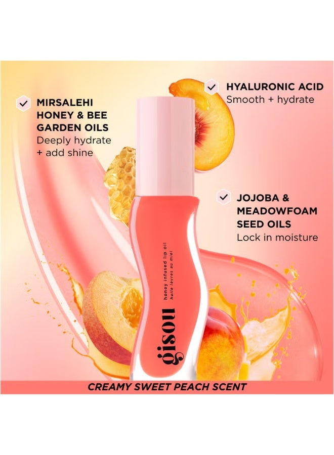 Gisou Honey Infused Lip Oil 8ml - Bee-llini Peach - Image 3