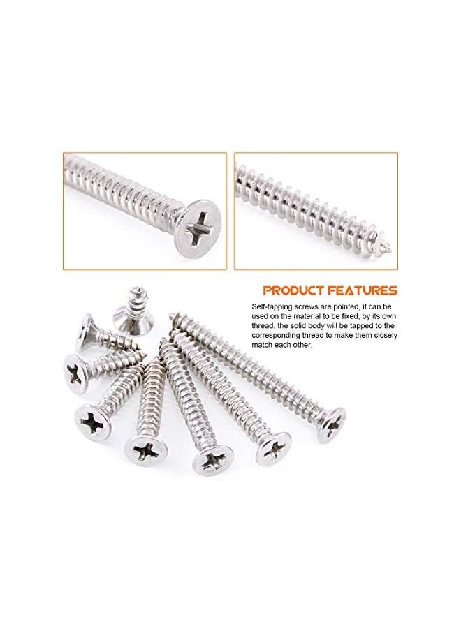 Rustark Rustark 180Pcs [#8 3/8" to 1-1/2"] 304 Stainless Steel Countersunk Flat Head Phillips Cross Wood Screws Drive Self Tapping Drilling Screw Assortment Kit  - Image 3