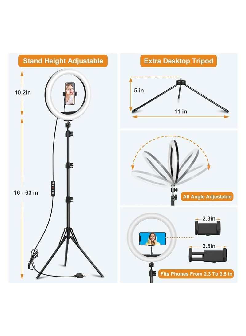 MOTIM 10" Selfie Ring Light with Stand and Phone Holder, 37 RGB Lighting Modes, Remote, Dimmable Circle Ringlight for iPhone/Android Camera, LED Light for Photo and Video Recording  - Image 2