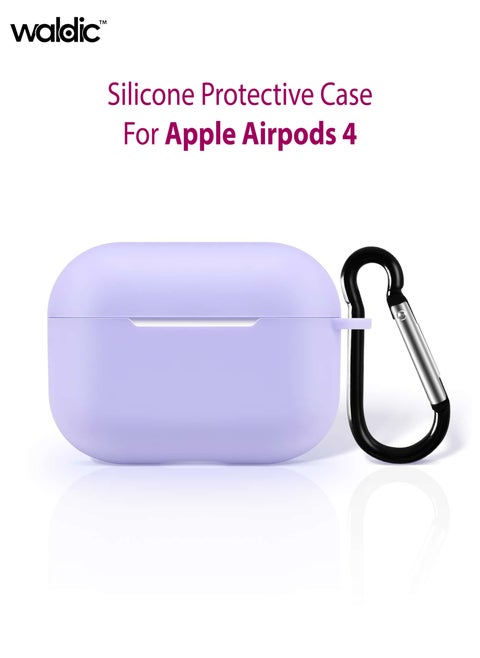 Apple AirPods 4 Soft Silicone Case | Compatible with Apple AirPods 4 (Front LED Visible) | Shockproof Full-Body Protective Case Cover for Apple AirPods 4 with Keychain (Airpods Not Included) - Light Purple