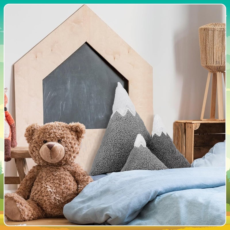 Shellwei 3 Pcs Mountain Shaped Decorative Pillow Sherpa Cute Nursery Playroom Pillow Grey and White Nursery Accessories Kawaii Decorative Gift Toy for Girls Boy Kids - Image 4