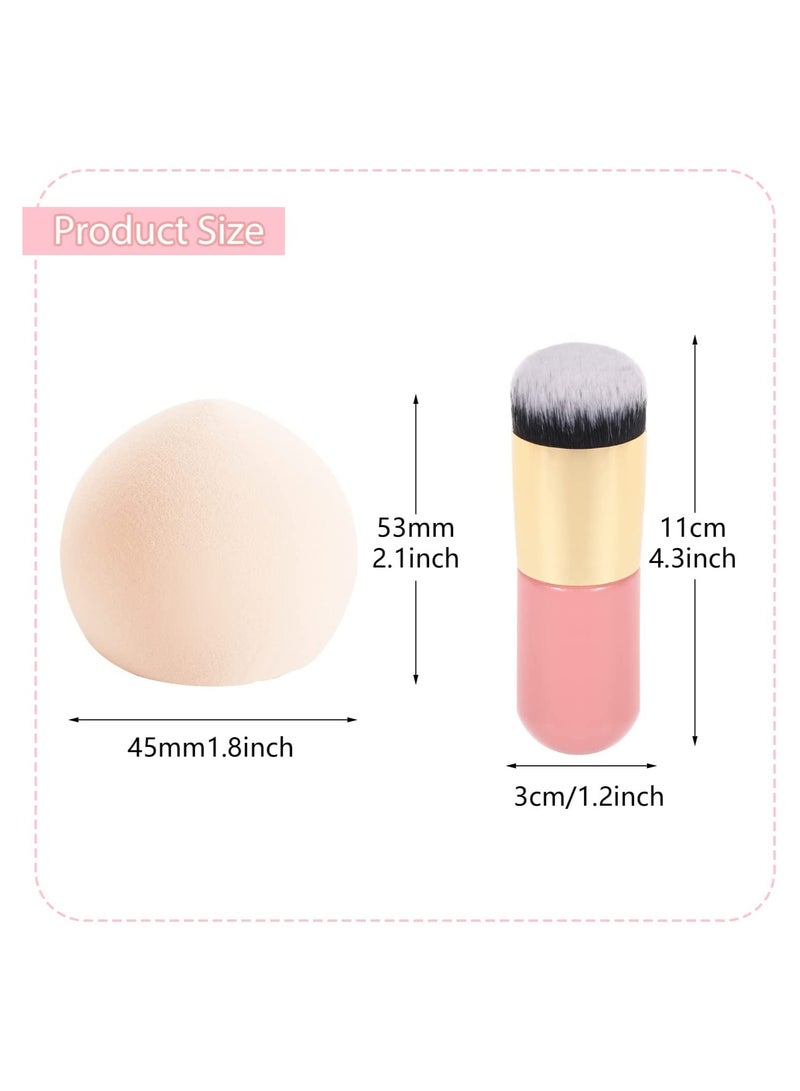Excefore 4 Pcs Makeup Sponges Expanding Marshmallow Pink Foundation Beauty Blenders Latex-Free Concealer Blenders with Foundation Brushes - Image 3
