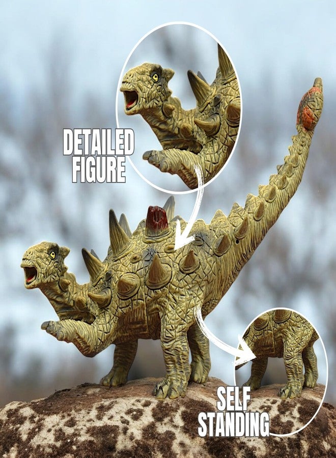 MASIPICKS Dinosaur Action Figures Dragon Park Animal Toys for Kids 3-12 Years Realistic Dinosaur 10 Inch Big Size Education Toy for Boys Girls (Ankylosaurus) - Image 2