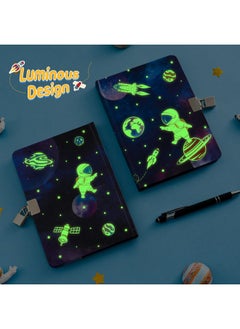 Wernnsai Luminous Space Notebook Set - Journal Set For Boys Kids Birthday Christmas Gift School Travel Secret Diary A5 Lined Memos Writing Drawing Notepad Ballpoint Pen Stickers With Lock Keys  - Image 2