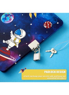 Wernnsai Luminous Space Notebook Set - Journal Set For Boys Kids Birthday Christmas Gift School Travel Secret Diary A5 Lined Memos Writing Drawing Notepad Ballpoint Pen Stickers With Lock Keys  - Image 3
