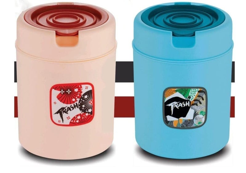 PUTHAK Plastic Small Mini Table Trash Bin MultiUse Dustbin For Study Table Office Dustbin Bedroom Dustbin With Attached Lid Multicolor Pack 1 Swing lid - Image 4