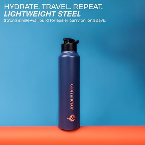 Nivia Dominator Stainless Steel Water Bottle 750ML With Sipper, Durable, Leak-Proof, Easy Grip, Easy-to-Clean, Odour-Free Bottle with Secure Cap For School, Travel, Gym & Work (Navy Blue) - Image 3
