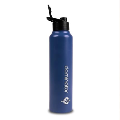 Nivia Dominator Stainless Steel Water Bottle 750ML With Sipper, Durable, Leak-Proof, Easy Grip, Easy-to-Clean, Odour-Free Bottle with Secure Cap For School, Travel, Gym & Work (Navy Blue) - Image 5