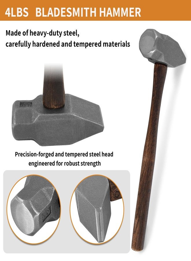 Camoo 4.0LB Blacksmith Sledge Hammer Heavy-Duty Forged Steel Cross Peen Hammer for Metalworking & Anvil Forging, Handmade Blacksmithing Hammer - Image 4
