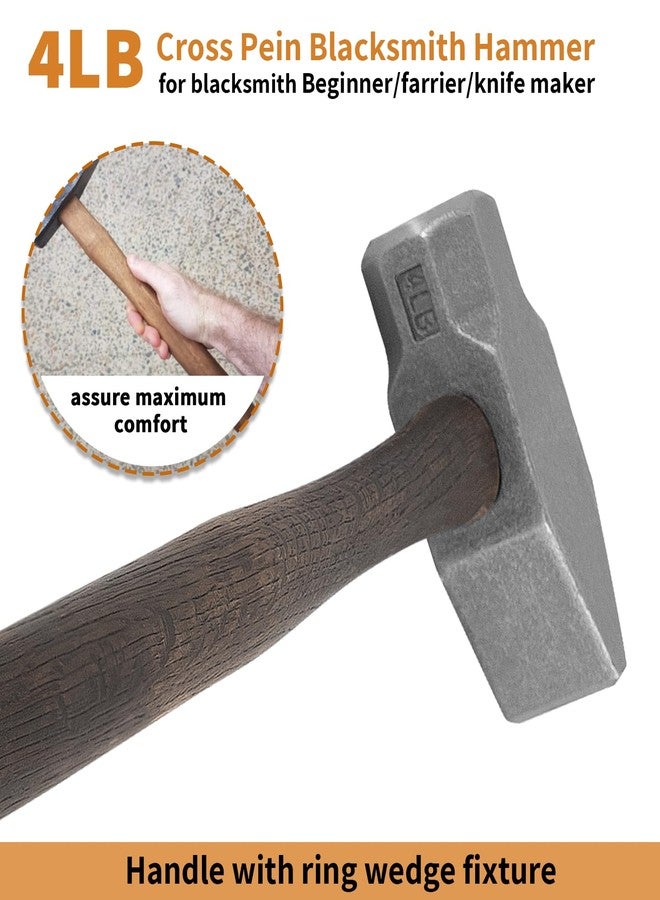 Camoo 4.0LB Blacksmith Sledge Hammer Heavy-Duty Forged Steel Cross Peen Hammer for Metalworking & Anvil Forging, Handmade Blacksmithing Hammer - Image 3