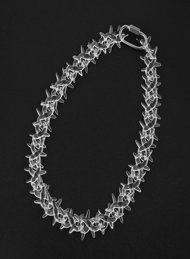 HZMAN Chunky Transparent Acrylic Spike Necklace for Men Goth Choker Collar - Image 5