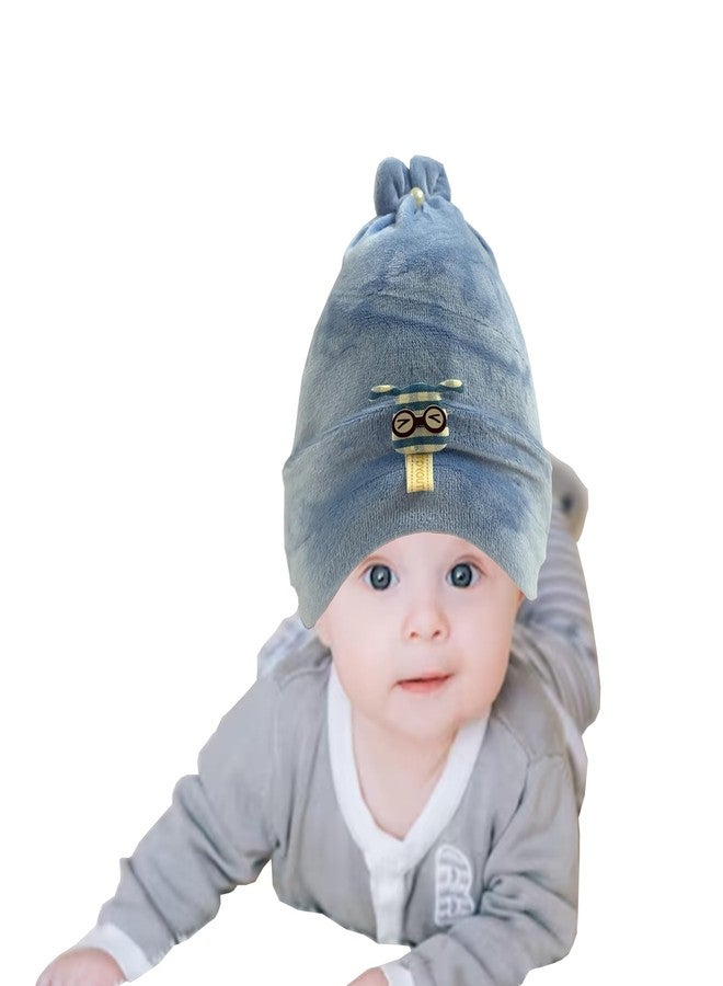 FIT FOCUS (Pack of 2) Kids Velvet Winter Woolen Caps for Beanie Hat Cap's Warm Cap for Baby Kids Cap New Born Baby Cap's for Boys & Girls (in, Age, 0 Months, 3 Months, Blue+Yellow) - Image 2