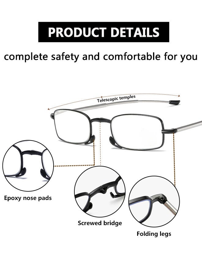 HOOTO 1Pack Foldable Reading Glasses for Women Man, Blue Light Blocking, Anti UV Glare, Computer Compact Readers(+300) - Image 3