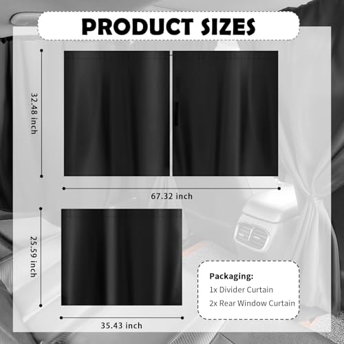 YGDMD 3PCS Extra Large Car Window Shades KitThickened Vinyl Coated Car Window Covers for Privacy and Maintaining Cool Auto Interior TemperatureUniversal Cars Curtains for Windows Extra Large - Image 3