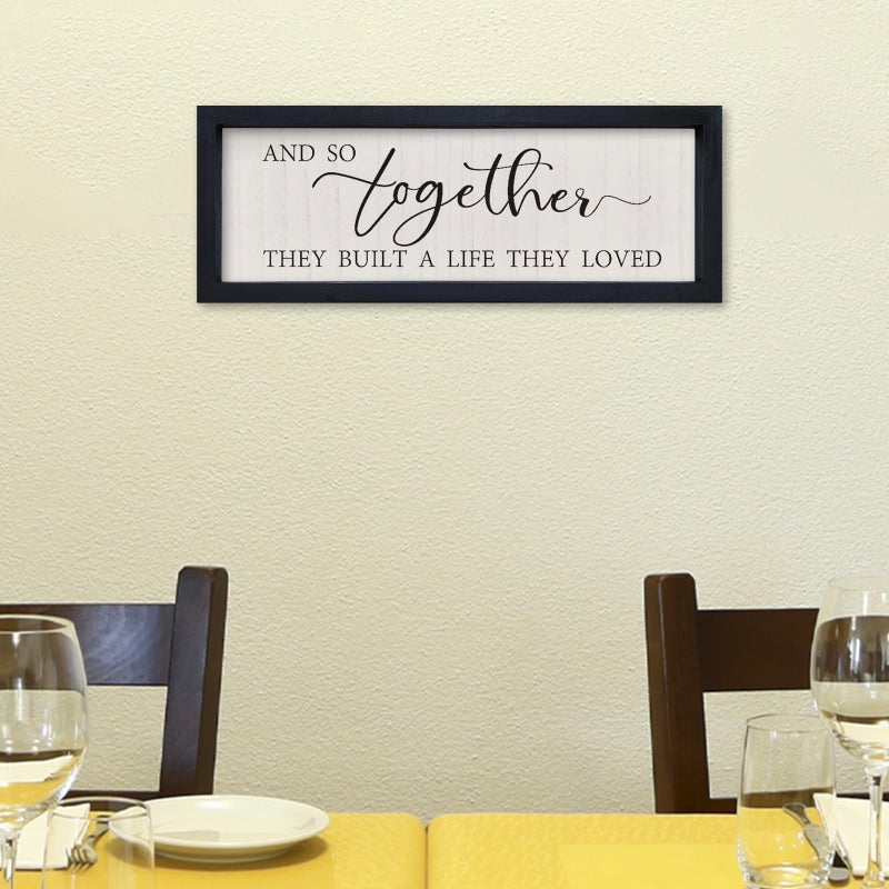 comurdyo And So Together They Built a Life They Loved Wall Sign Decor 16"Ã—6" Above Bed Master Bedroom Wood Framed Hanging Wall Art (Black) - Image 3