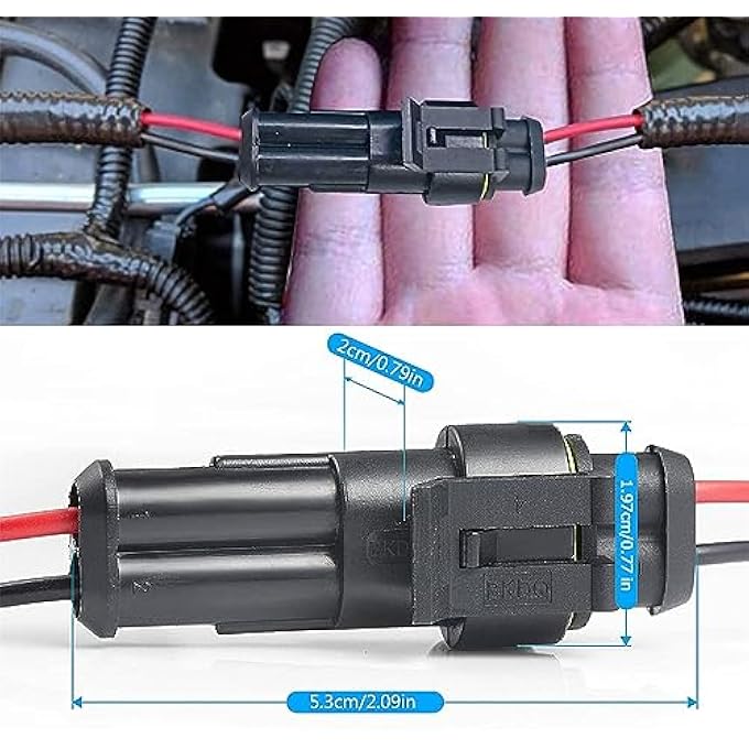 joyzzz Electrical Connector Terminal 10 Pack 2Pin Male And Female Waterproof Wire 15Mm Series Terminal Connector Car Connector Waterproof Electrical Connector For Truck Motorcycle Boat - Image 4