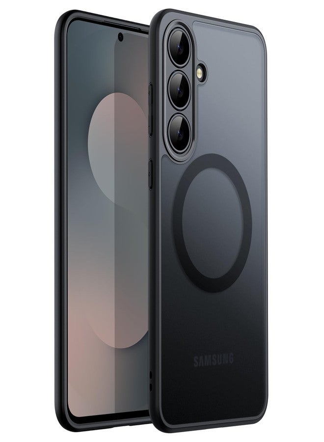 جي تيك جراب مغناطيسي من JETech لهاتف سامسونج جالاكسي S25 FE، متوافق مع MagSafe، غطاء خلفي شفاف غير لامع مقاوم للصدمات (أسود) - Image 1