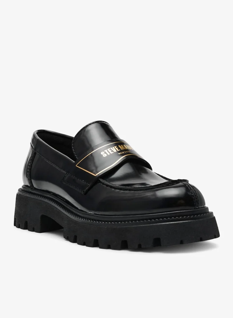 STEVE MADDEN Steve madden file-away women's black box leather loafers
