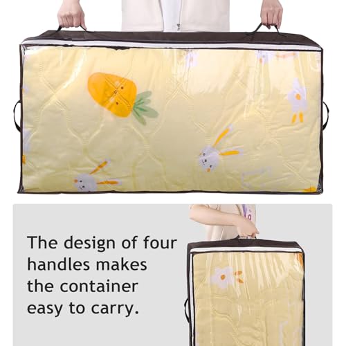 Budding Joy 6 Pack 90L Under bed Storage Containers Organizer Large Capacity Underbed Clothes Storage Bins Organization and Storage Bedroom Foldable Storage Bags with Clear Window Brown - Image 3
