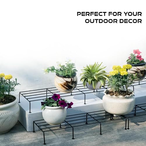 URBANMAALI Rectangular Metal indoor Outdoor Planter Stand, Flower Pot Rack for Home, Garden, Balcony - 24 inches (Black, Pack of 2) - Image 4