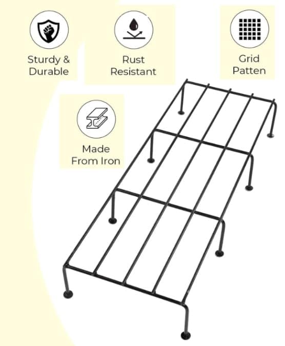 URBANMAALI Rectangular Metal indoor Outdoor Planter Stand, Flower Pot Rack for Home, Garden, Balcony - 24 inches (Black, Pack of 2) - Image 3