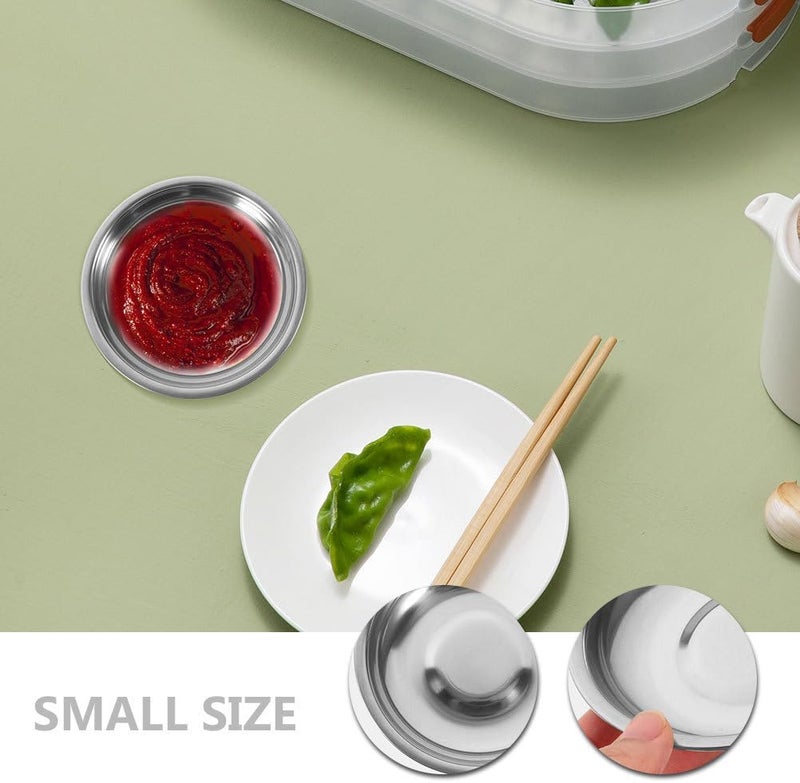 SHOWERORO 10pcs Stainless Steel Dipping Bowls Round Sauce Dishes for Condiments Seasoning Plates for Parties Easy to Clean for Ketchup Mustard More - Image 4
