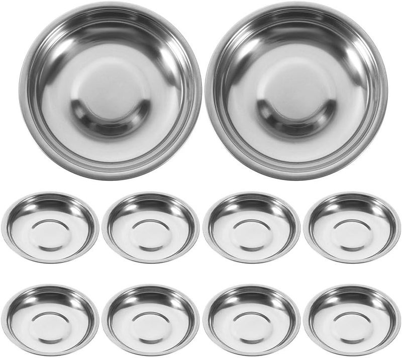 SHOWERORO 10pcs Stainless Steel Dipping Bowls Round Sauce Dishes for Condiments Seasoning Plates for Parties Easy to Clean for Ketchup Mustard More - Image 1