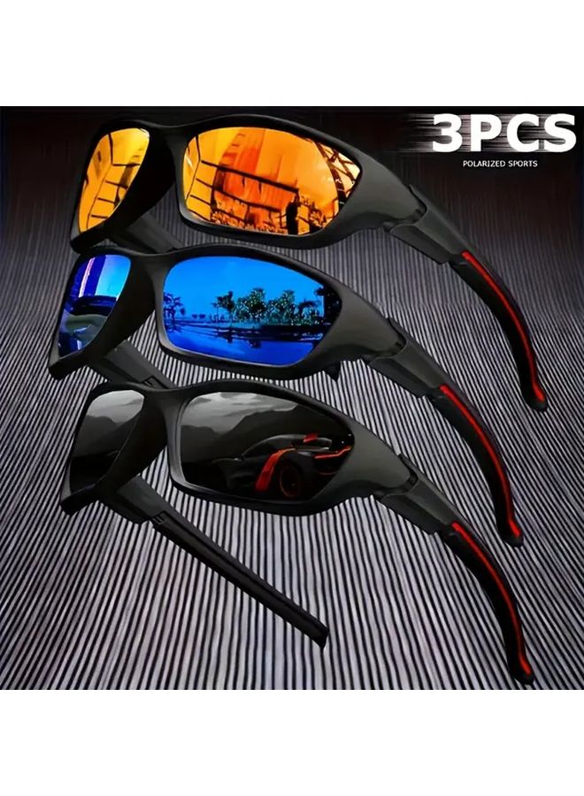 Three Piece Mens Glasses Set Red Film Blue Film Black Gray Business Casual Suit - Image 1