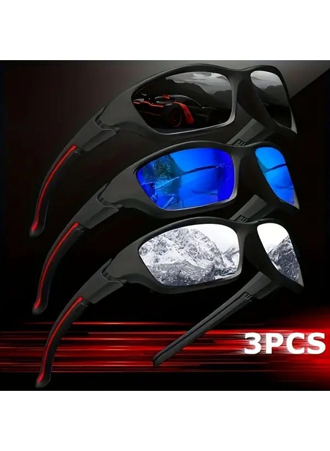 Three Piece Mens Glasses Set Red Film Blue Film Black Gray Business Casual Suit - Image 3