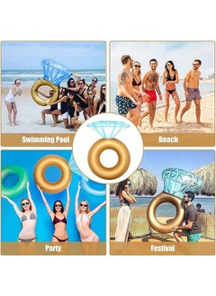 GROIC Inflatable Diamond Ring Pool Float Swimming Floaty Party Toys for Adults & Kids  - Image 3