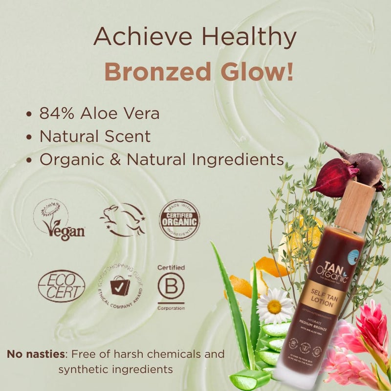 TanOrganic Self-Tan Lotion and Moisturizer, Sunless Bronzer for Indoor Tanning with Natural Ingredients - 3.5 oz - Image 4