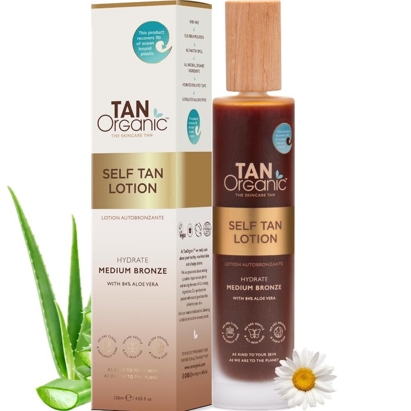 TanOrganic Self-Tan Lotion and Moisturizer, Sunless Bronzer for Indoor Tanning with Natural Ingredients - 3.5 oz - Image 1