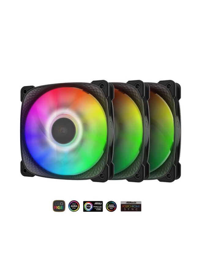 Geometricfuture Dragon Scale 2505b 12cm Argb Case Cooling Fans Motherboard Sync 3-pack - Image 1