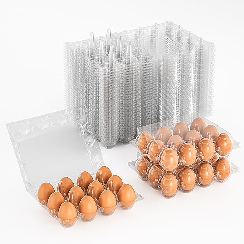 EVANCENT 50 Pack Plastic Egg Cartons Cheap Bulk 12 Count Clear Blank Egg Containers for Refrigerator, Reusable Holder for Home Ranch Farm Commercial Market Display, Plastic Packaging for Craft Projects - Image 1
