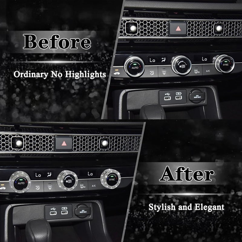 TOMALL Bling AC Air Conditioning Knob Button Cover Compatible with Honda Accord 2024 2025 for CRV HRV Civic Centre Console Air Conditioner Switch AC Climate Knob Cap Bling Interior Accessories for Car - Image 3