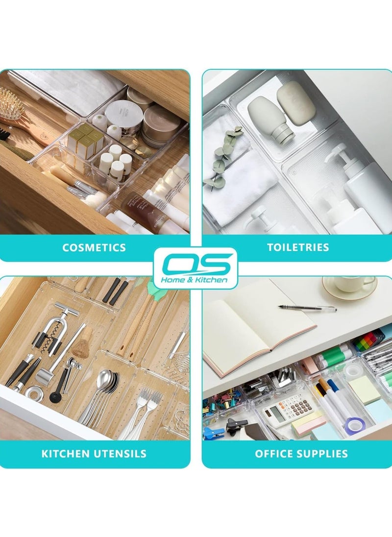 Generic Set of 15 clear plastic drawer organizers, multi-size, organize drawers in bathroom, makeup, jewelry, kitchen and office.  - Image 5
