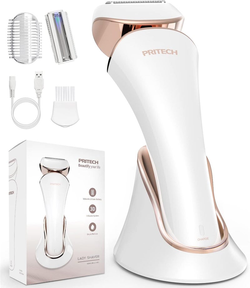 pritech Women Electric Shaver Wireless Shaver for Women Leg Arm Armpit Bikini USB Rechargeable Waterproof for Women - Image 1