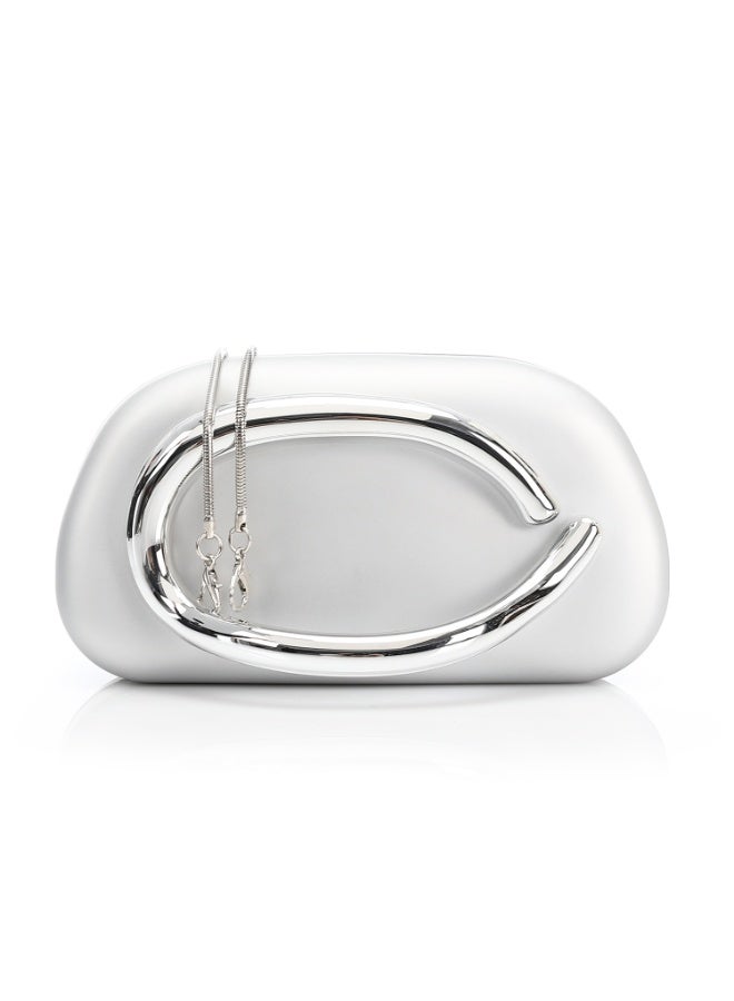 Mr.joe Statement Handle Clutch Silver - Image 1