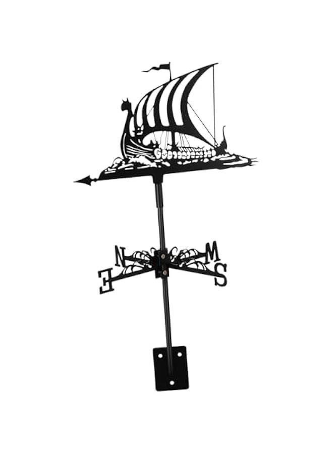 ماركة غير محددة Kis Sailboat Wrought Iron Weather Vane Vintage Decor Vane Ornament Iron Weathervane Decorative Weather Vane Roof Weathervane Metal Garden Stake Yard Decor Decorations Stainless Steel  - Image 1