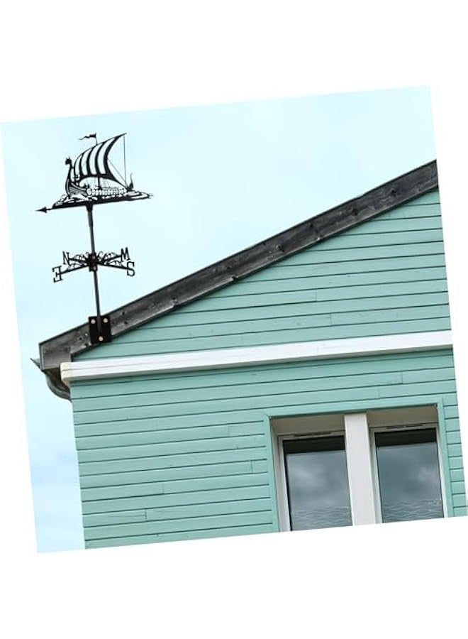 ماركة غير محددة Kis Sailboat Wrought Iron Weather Vane Vintage Decor Vane Ornament Iron Weathervane Decorative Weather Vane Roof Weathervane Metal Garden Stake Yard Decor Decorations Stainless Steel  - Image 3