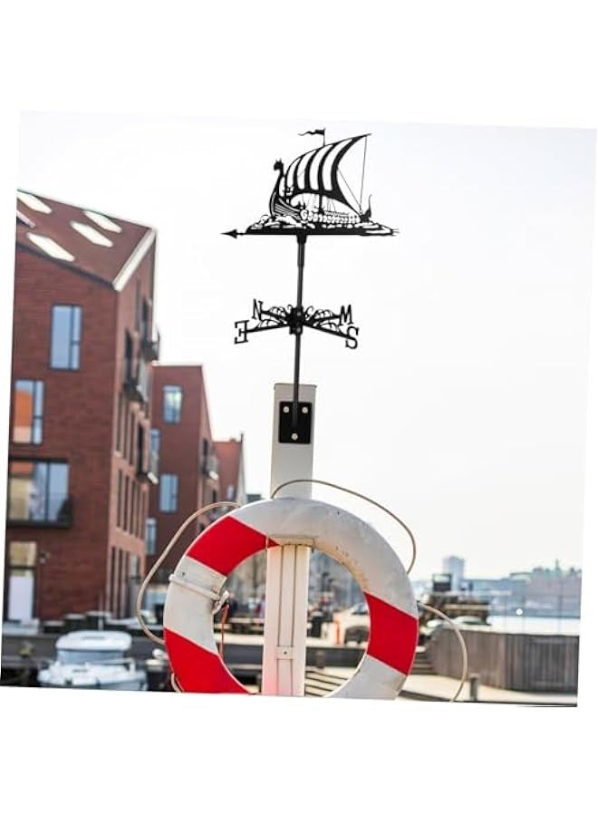ماركة غير محددة Kis Sailboat Wrought Iron Weather Vane Vintage Decor Vane Ornament Iron Weathervane Decorative Weather Vane Roof Weathervane Metal Garden Stake Yard Decor Decorations Stainless Steel  - Image 4