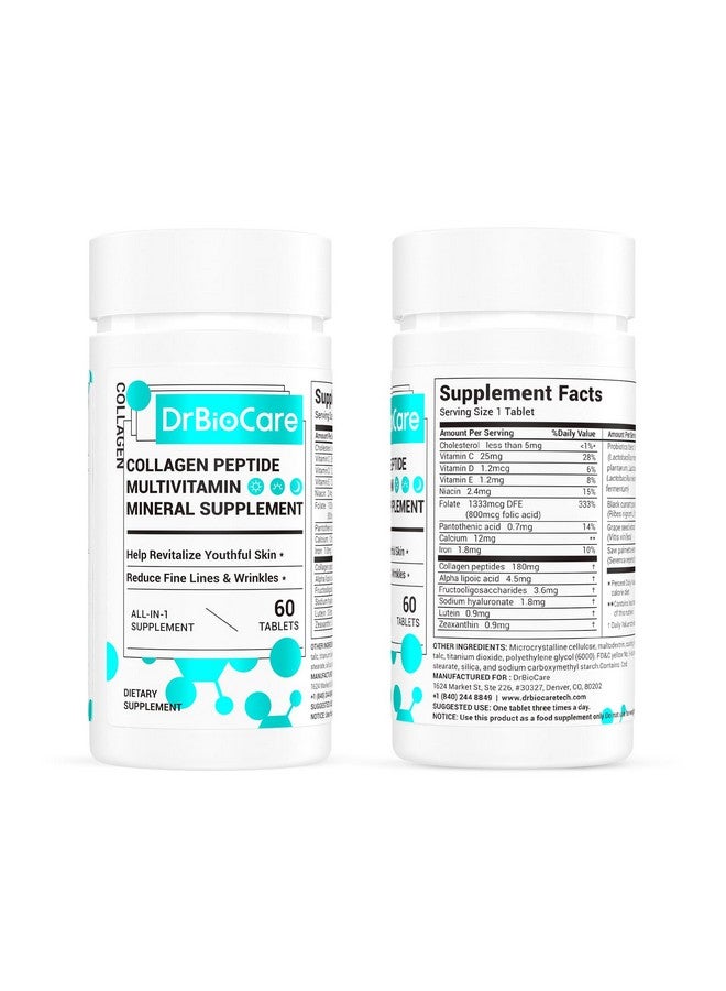 DrBioCare Collagen Peptides for Women, Beauty Vitamin & Mineral Supplement,Contains Vitamin D3, Probiotics for Women & Collagen Peptides,Vitamin E,Vitamin B Complex - Made in USA - 60 Tablets - Image 4