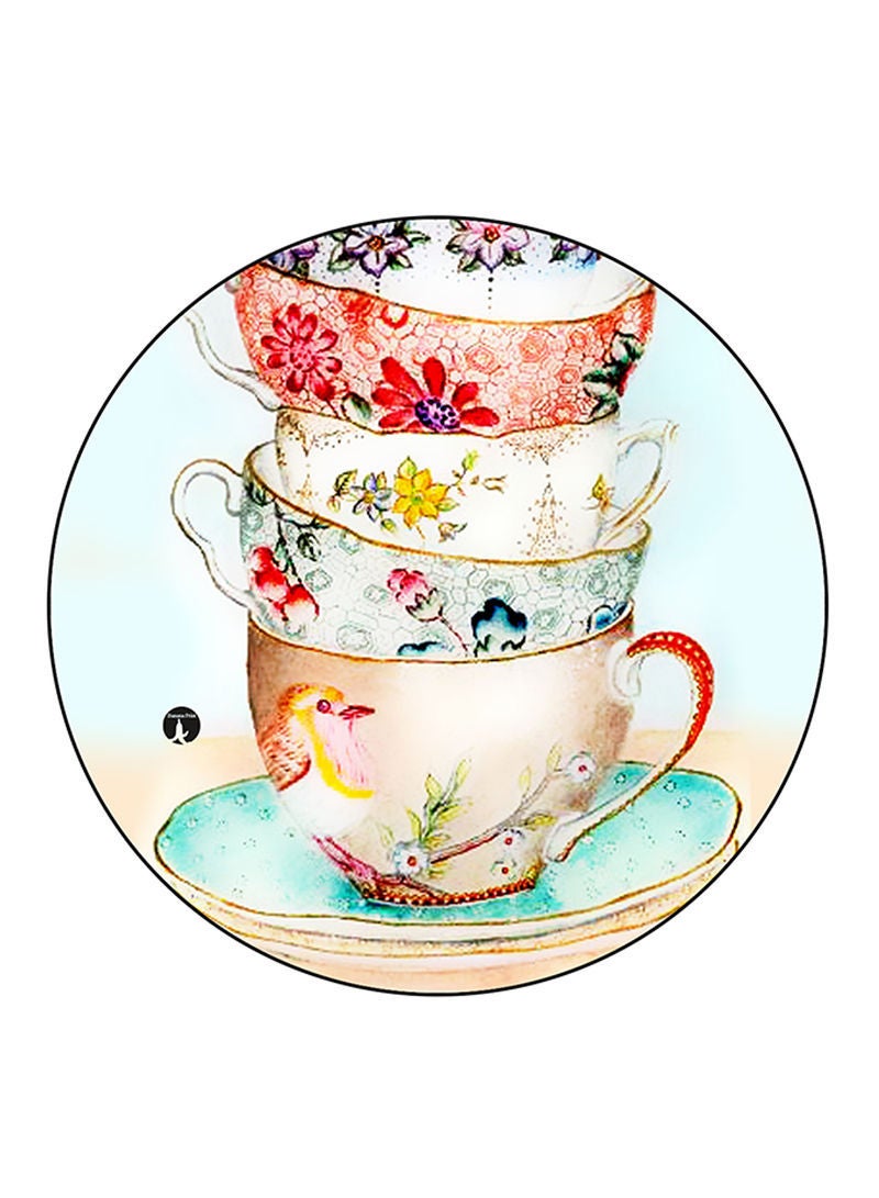 Cups Printed Mouse Pad  Round  Multicolour