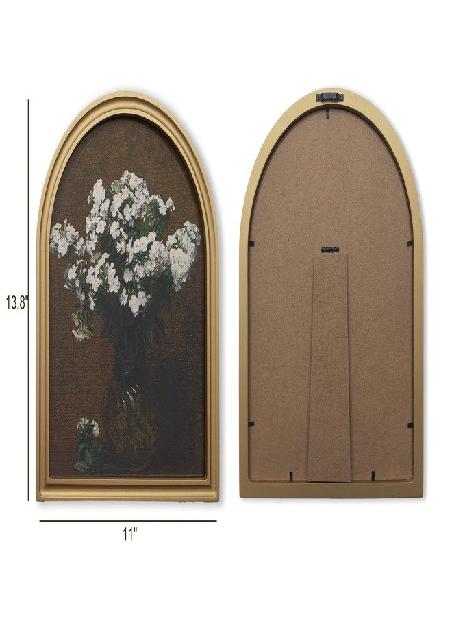 TwoDays Gold Vintage Flower Arched Wood Framed Wall Art - Moody Floral Canvas Picture for Home Aesthetic Wall Decor, Cottagecore Farmhouse Artwork Prints for Living Room, Bedroom (11" x 13.8") - Image 2