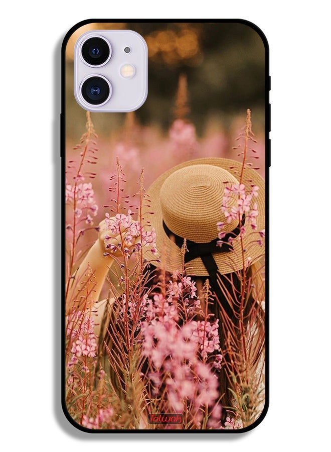 Tolwak Apple iPhone 12 Protective Case Hat Girl In Flowers  - Image 2