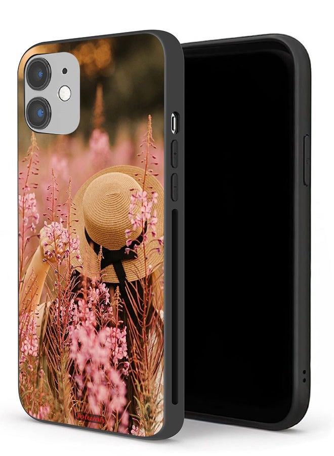 Tolwak Apple iPhone 12 Protective Case Hat Girl In Flowers  - Image 1