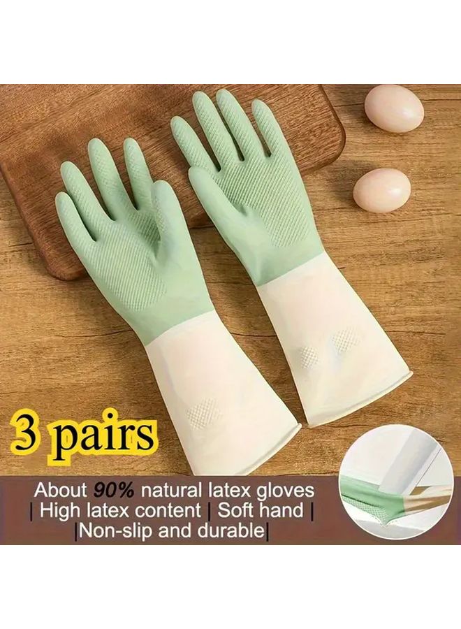 Thick Non Slip Latex Kitchen Gloves Green Size M Dishwashing Cleaning Household Chores - Image 2